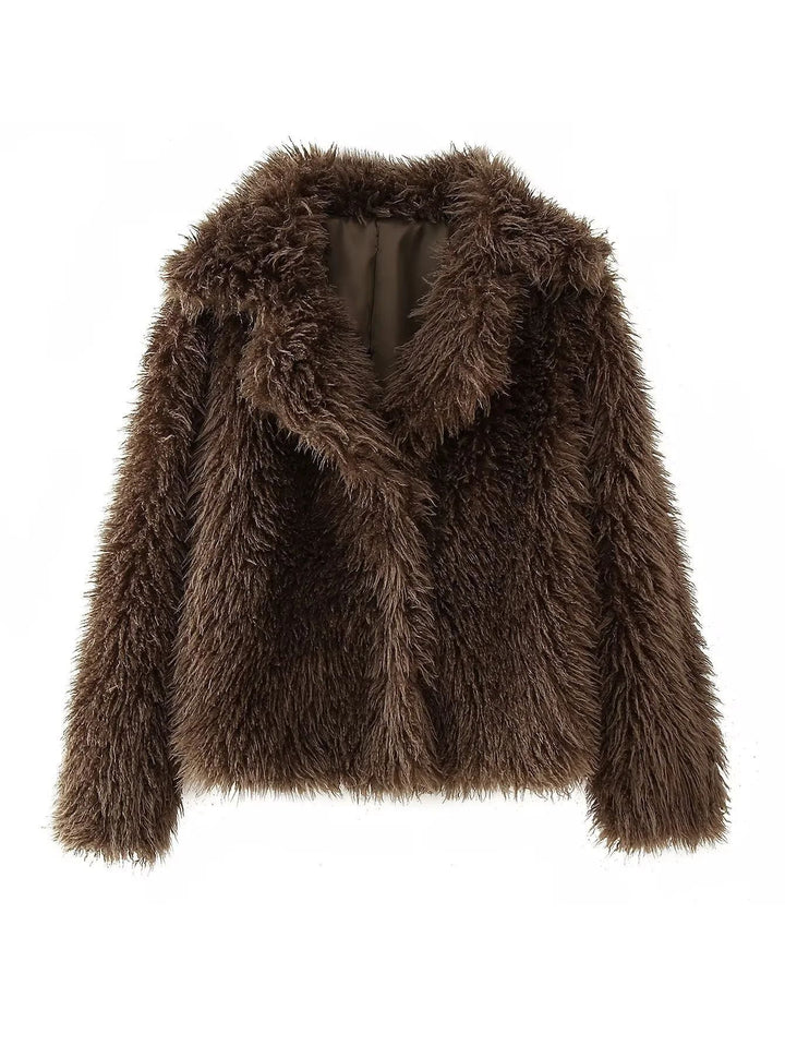 Damen Kuschelige Fleecejacke mit großzügigem Kragen und weichem Innenfutter W&W Mode