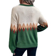 Damen Pullover mit trendigem Bergmotiv und komfortablem Rundhalsausschnitt WW