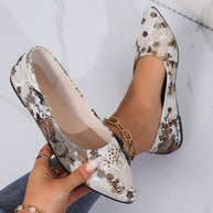 Damen Ballerinas mit floralem Muster und elegantem, spitzem Zehenbereich W&W