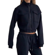 Damen Sportliches und modernes Fleece-Set mit Taschen WW