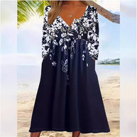 Damen Boho Maxikleid mit floralem Print und knöpfbarem Oberteil WW