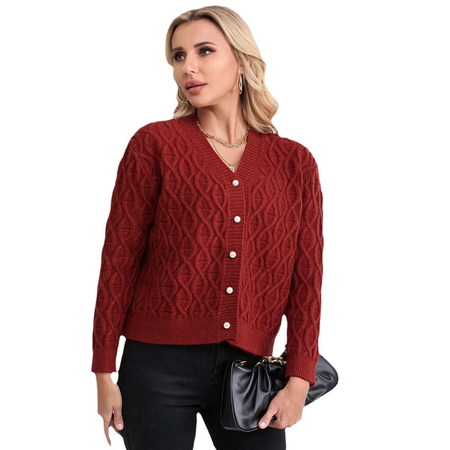 Damen Strickjacke mit strukturiertem Zopfmuster und zarten Knöpfen WW