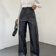 Damen Weite Hochbundhose aus leichtem Material mit eleganter Passform WW