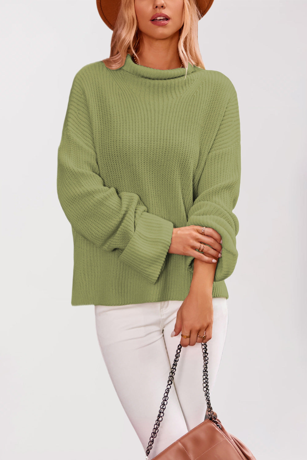 Damen Baumwoll-Pullover mit hohem Kragen WW