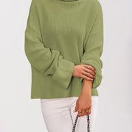 Damen Baumwoll-Pullover mit hohem Kragen WW