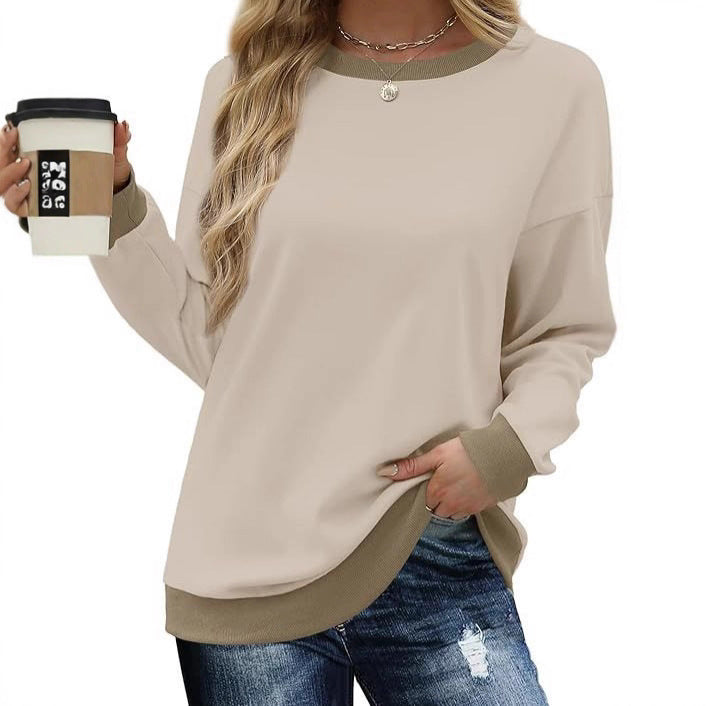 Damen Bequemer Pullover mit Kontrastbündchen WW