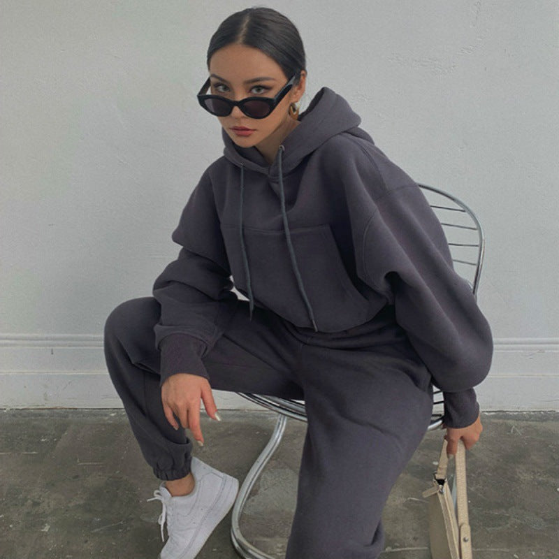 Damen Hoodie und Jogginghose-Set mit lässigem Schnitt und elastischem Bund WW