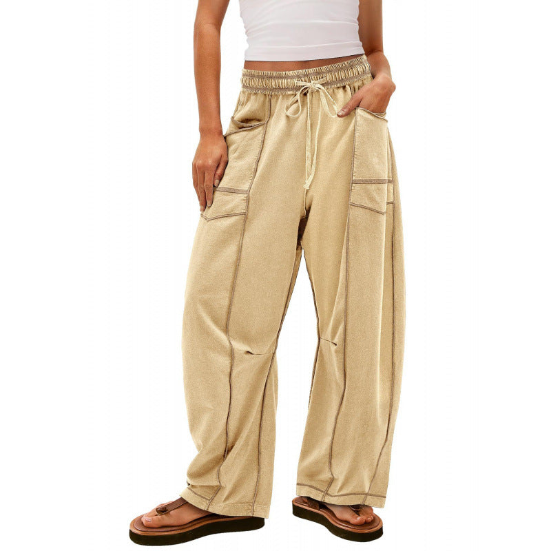 Damen weite Freizeithose mit praktischen Seitentaschen und elastischem Bund WW