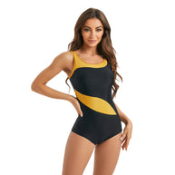 Damen Sportlicher Einteiler Badeanzug mit ergonomischem Schnitt und modischem Farbdesign WW