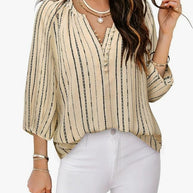 Damen elegante Tunika-Bluse mit raffinierten Streifen WW