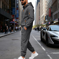 Herren stylisches Zweiteiliges Jogginganzug mit Kapuze und praktischen Taschen WW