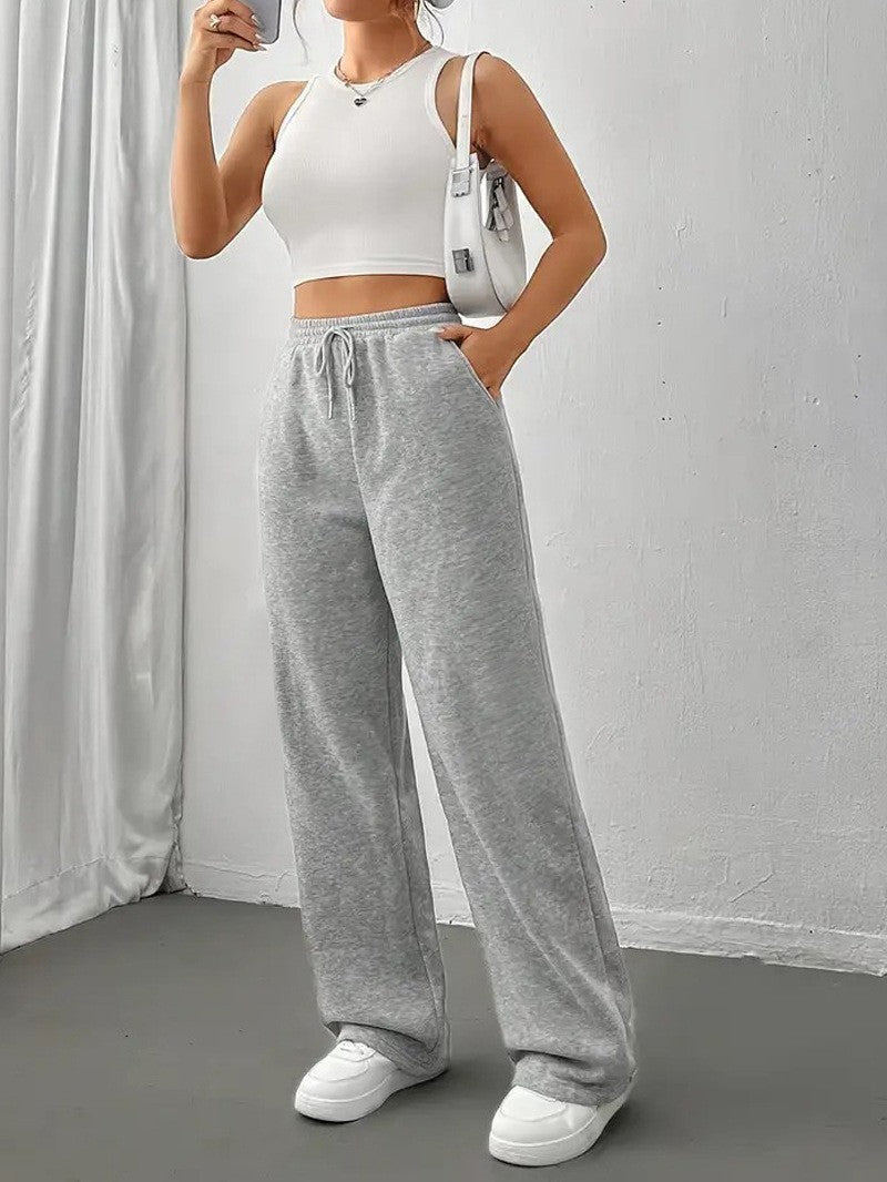 Damen Bequeme Freizeithose mit weitem Bein WW