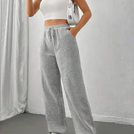 Damen Bequeme Freizeithose mit weitem Bein WW