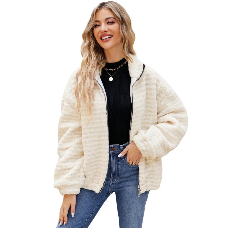 Damen Baumwoll-Fleecejacke mit Reißverschluss WW