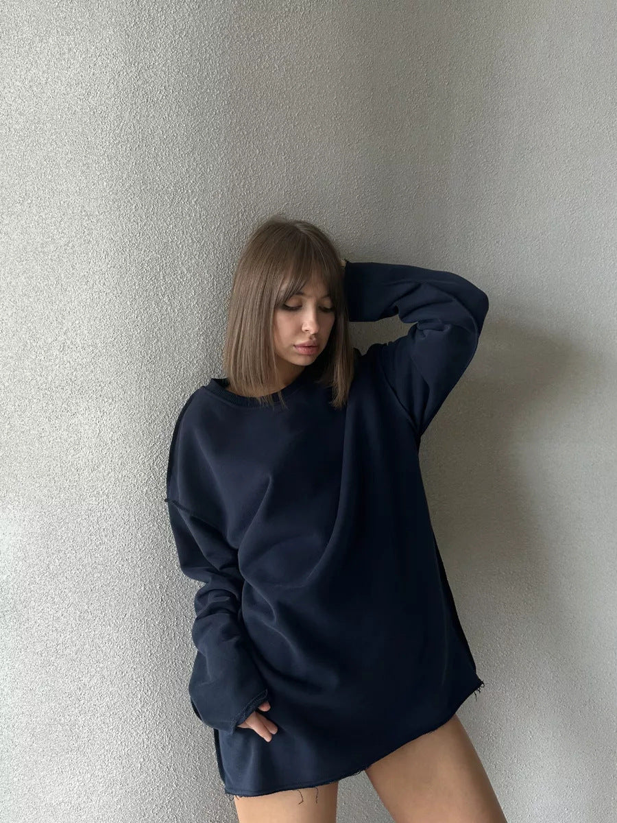 Damen lässiger Oversized Pullover aus weichem Baumwollmix WW