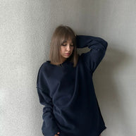Damen lässiger Oversized Pullover aus weichem Baumwollmix WW