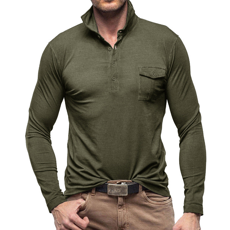 Herren Langarm Poloshirt mit modernem Stehkragen WW