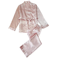 Damen satinierter Kimono-Style Morgenmantel und Hose Set WW