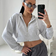 Damen Sportliche Crop-Top Jacke WW