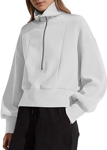 Damen sportlicher Zip-Pullover mit hohem Kragen WW
