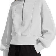 Damen sportlicher Zip-Pullover mit hohem Kragen WW