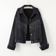 Damen Jeansjacke mit fransigen Details und lässigem Schnitt WW