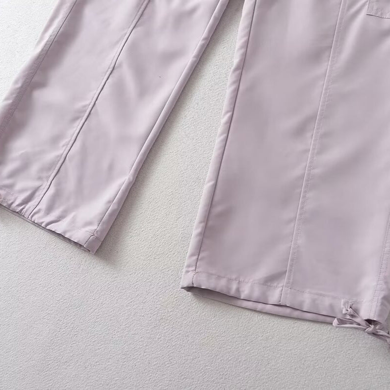 Damen bequeme Cargo-Hose mit verstellbarem Bund und funktionellen Taschen WW