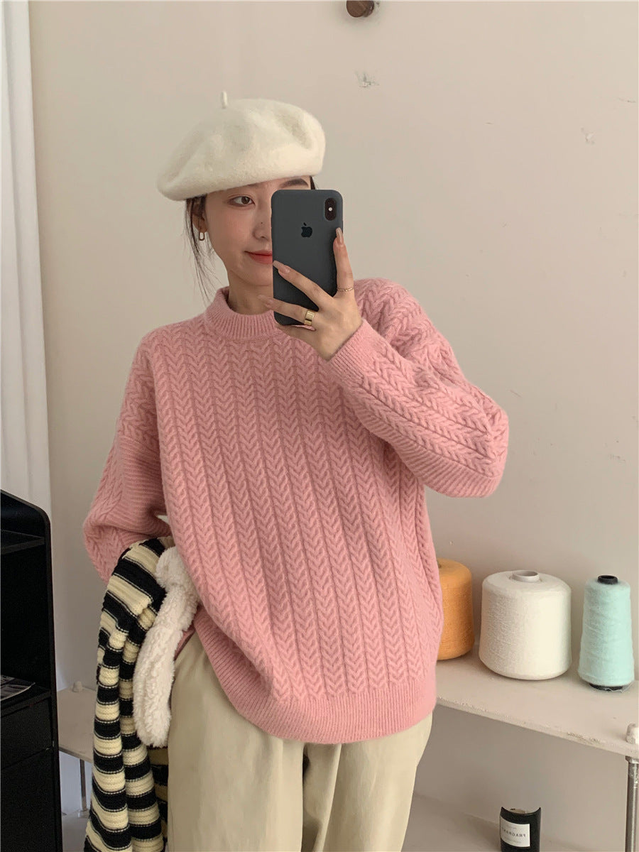 Damen Strickpullover mit strukturierter Zopfmusterung und lässigem Schnitt WW