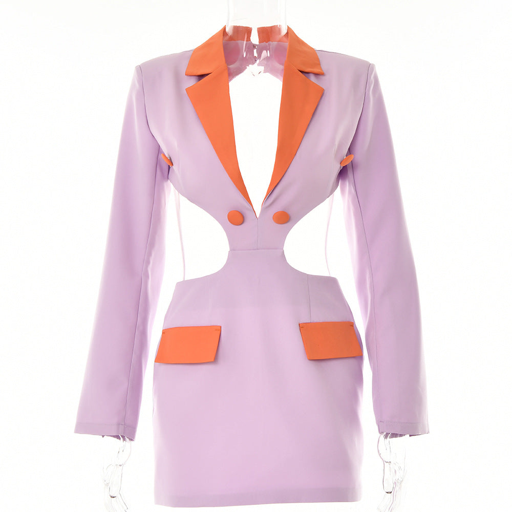 Damen Blazer-Kleid mit aufregendem Cut-Out-Design und kontrastierenden Details W&W