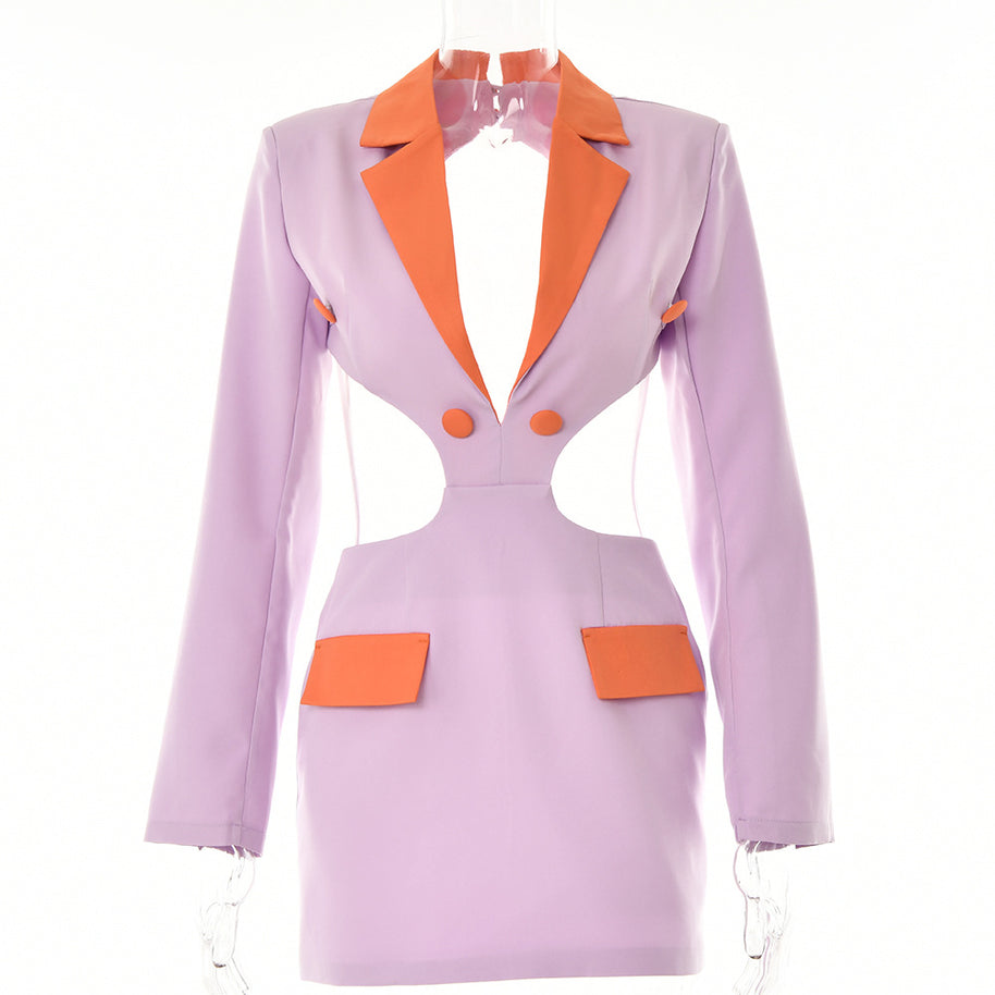 Damen Blazer-Kleid mit aufregendem Cut-Out-Design und kontrastierenden Details W&W