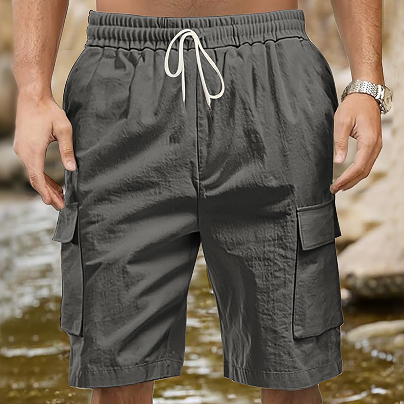 Herren Cargo-Shorts mit praktischen Seitentaschen und elastischem Bund WW