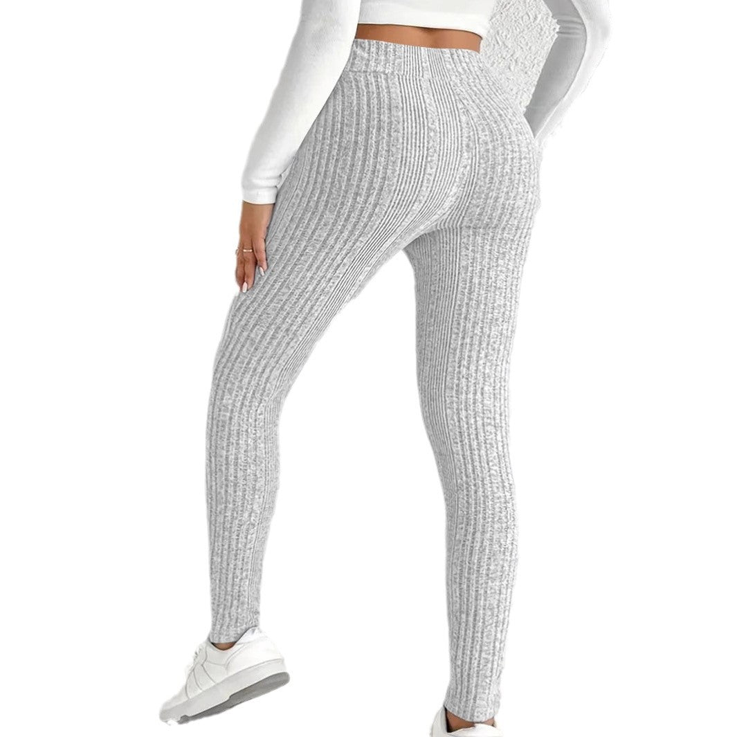 Damen enganliegende Rippleggings aus atmungsaktivem Stretchmaterial W&W Mode