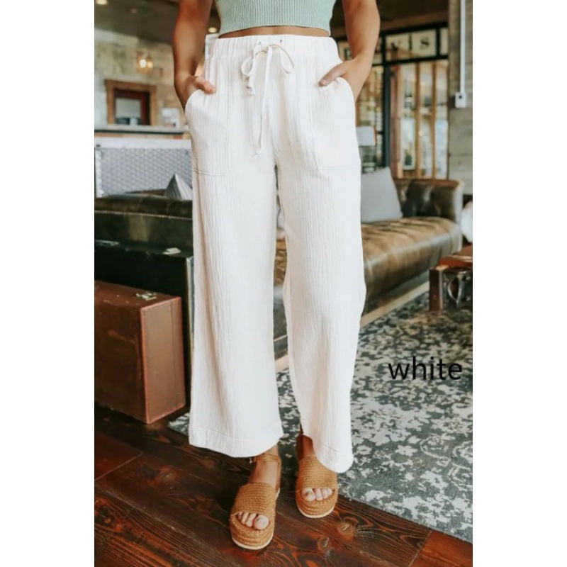 Damen Bequeme Sommerhose mit weit geschnittenem Bein und praktischen Taschen WW