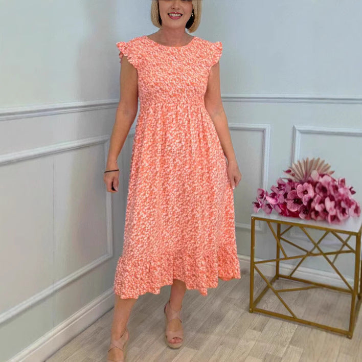 Damen luftiges Maxikleid mit Rüschen und floralem Design WW