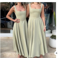 Damen Maxikleid mit quadratischen Ausschnitten und fließendem Rock WW