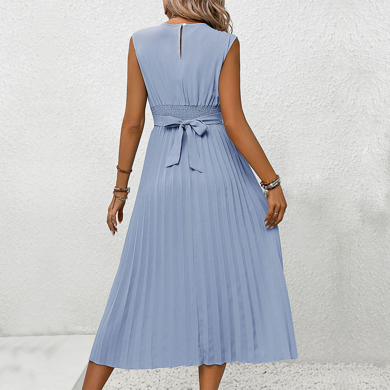 Damen Midi-Kleid mit eleganter Wickeloptik und wehendem Plissee W&W Mode