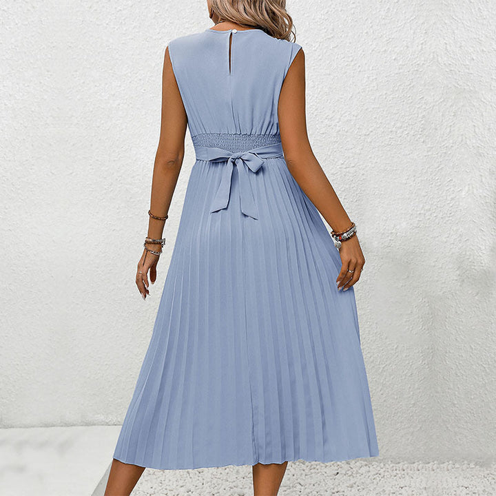 Damen Midi-Kleid mit eleganter Wickeloptik und wehendem Plissee W&W Mode