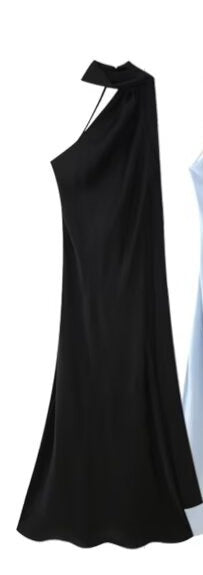 Damen Maxikleid mit asymmetrischem Schnitt und fließendem Stoff WW