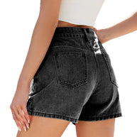 Damen Shorts mit glitzernden Pailletten-Details und hohem Bund WW