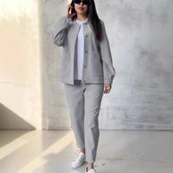 Damen Sportliche Freizeitjacke und bequeme Hose Set WW