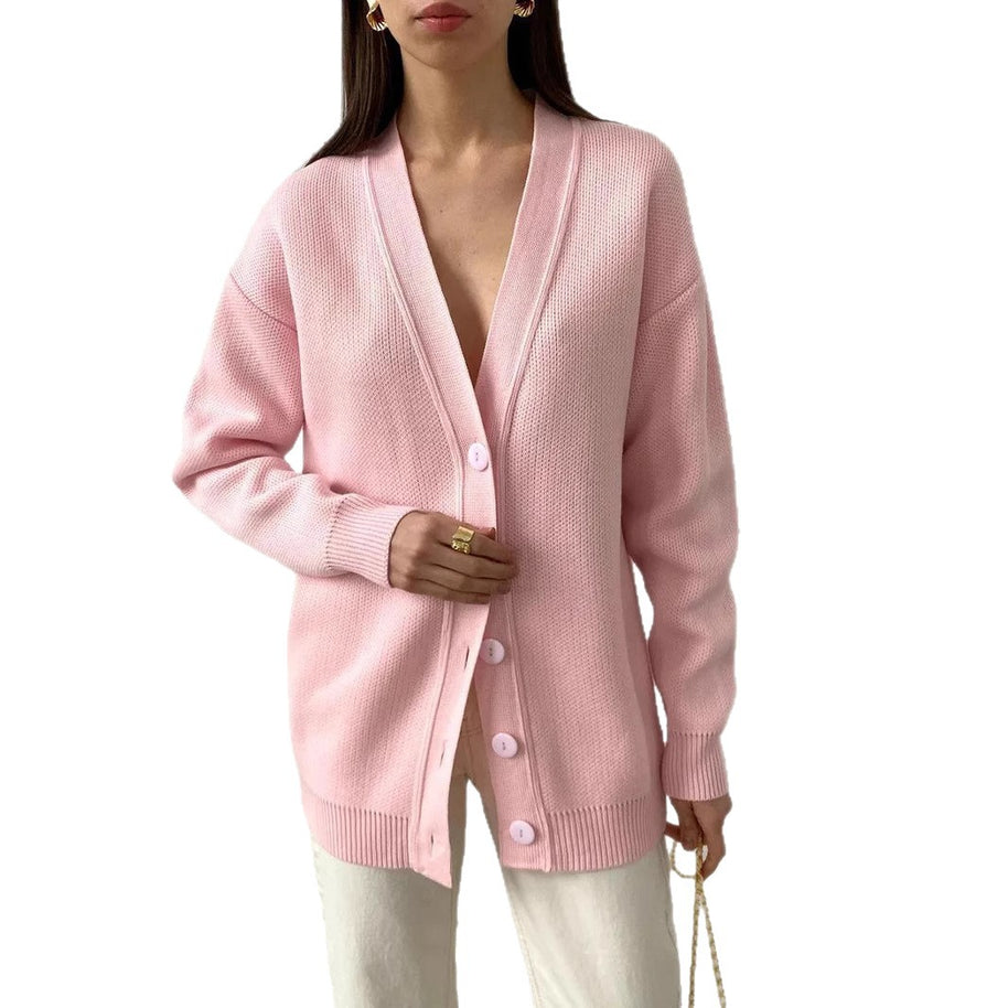 Damen Strickjacke mit V-Ausschnitt und feiner Rippstruktur WW