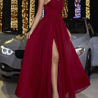 Damen Abendkleid mit asymmetrischem Schnitt und elegantem Schlitz WW