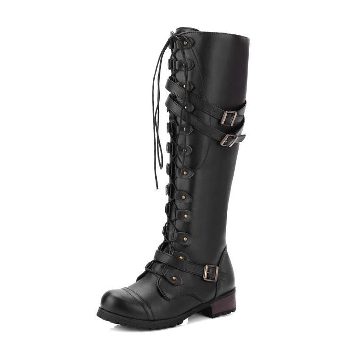 Retro Schnürstiefel mit Schnalle