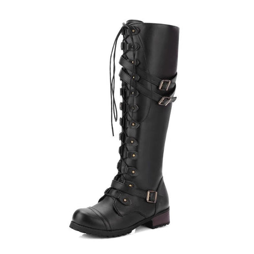 Retro Schnürstiefel mit Schnalle