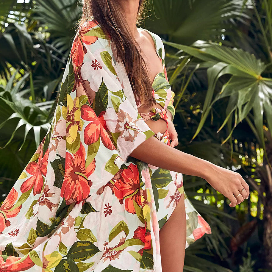 Damen Badeanzug mit modischem Cut-Out-Design und floralem Muster WW