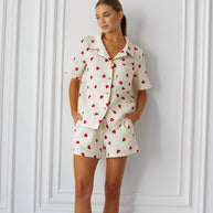 Damen Schlafanzug-Set mit Herzen und lockerem Schnitt WW