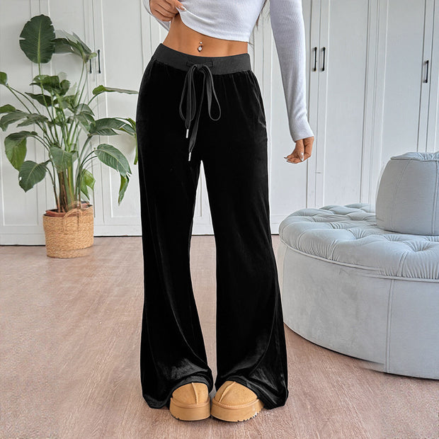 Damen bequem geschnittene Lounge-Hose aus weichem Samt WW