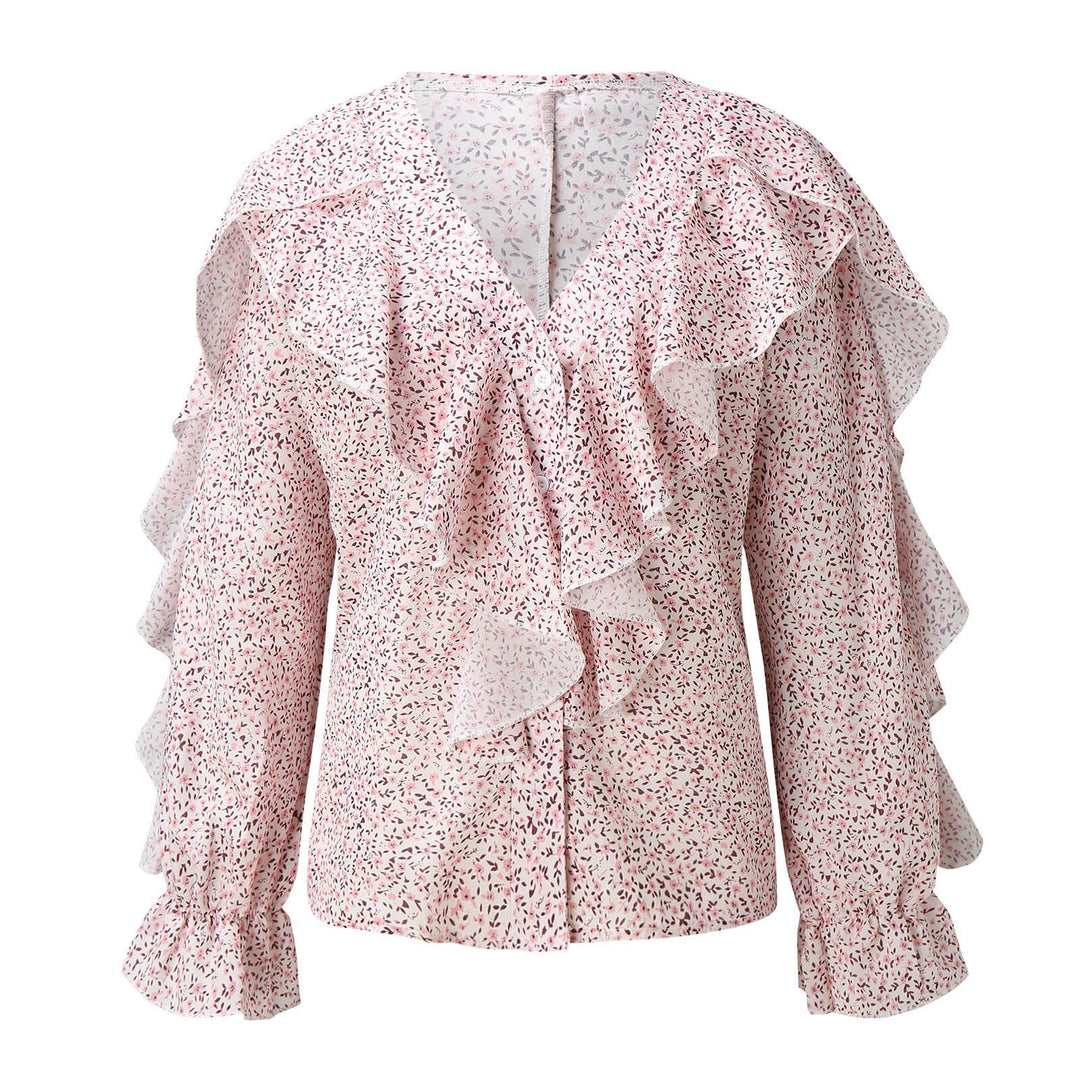 W&W Mode | Chiffon V-Ausschnitt Langarmshirt