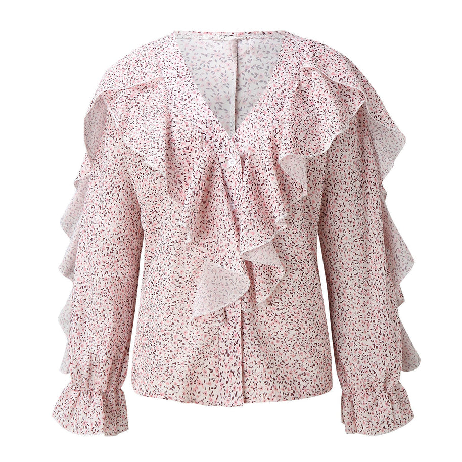WW | Chiffon V-Ausschnitt Langarmshirt