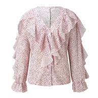 WW | Chiffon V-Ausschnitt Langarmshirt